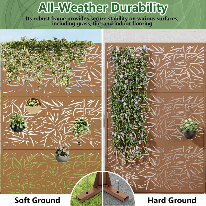 Outdoor Privacy Screen Free Standing Bamboo Leaves