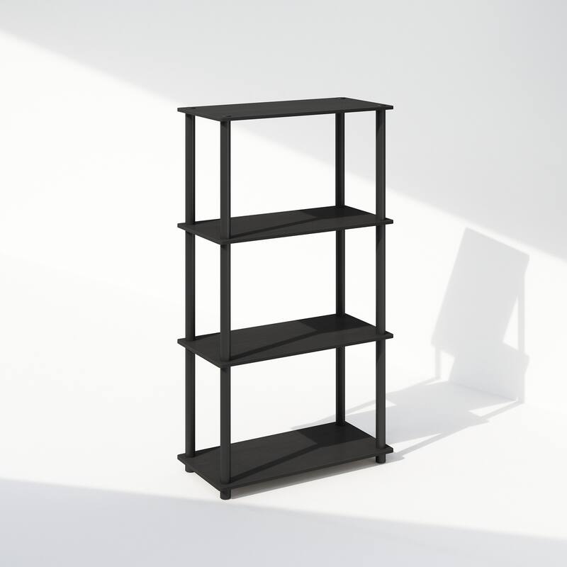 43.25 in. Tall Americano/Black Wood 4-Shelf Bookcase