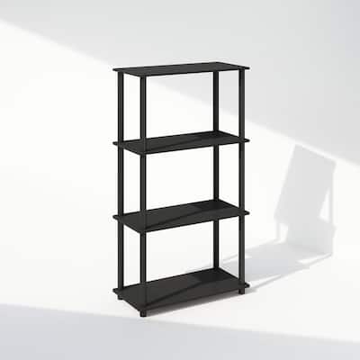 43.25 in. Tall Americano/Black Wood 4-Shelf Bookcase