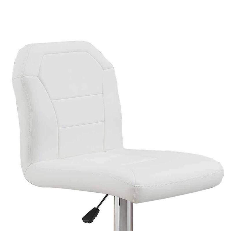 Judy 25-29 Inch Modern Bar Stool, Faux Leather Swivel Seat, Set of 2, Metal, White