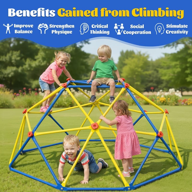 6FT Geometric Climbing Dome Climber Playground for Kids 3-10, Climbing Toys for Kids - N/A