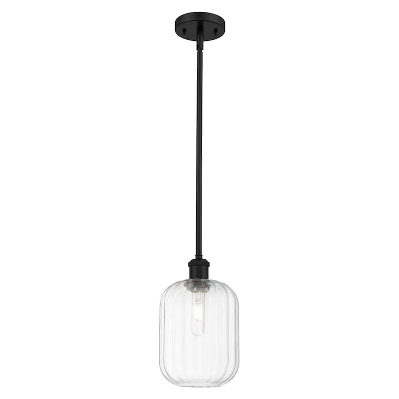 Innovations Lighting Endless Possibilities Ballston - Preston - 1 Light 7" Jar Shade Stem Hung Mini Pendant - Clear/Matte Black