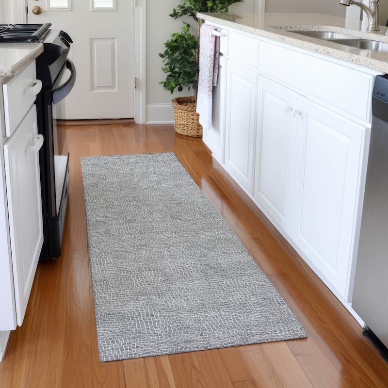 Premium Washable Super Soft Geo Hatchy Mayfield Rug - Gray - 2'3" x 7'6"