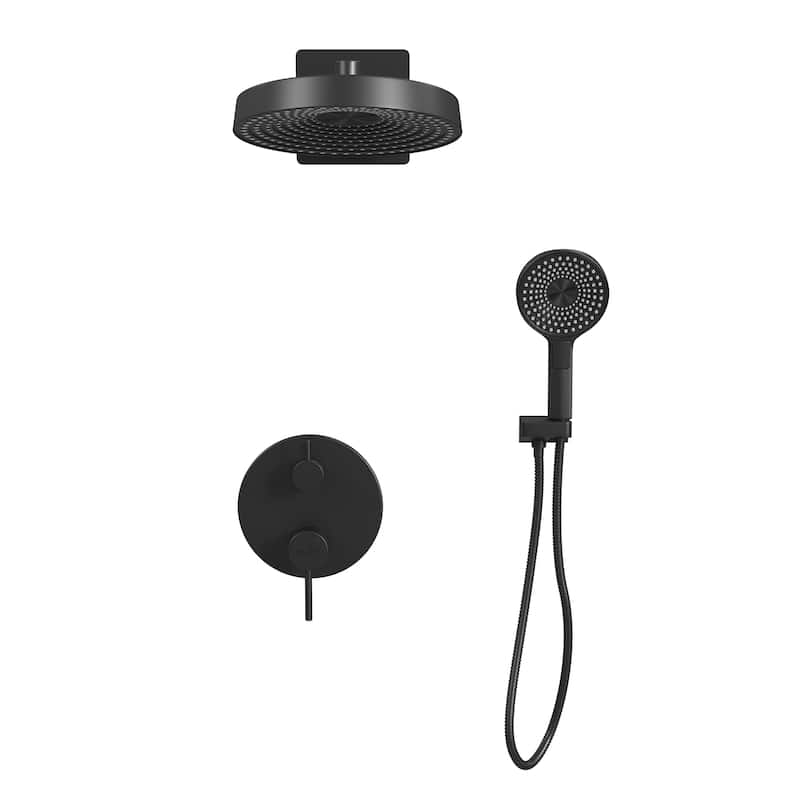 Olimpia 12-in Rain Showerhead Combo Shower System with Multi-function Handshower and Pressure Balanced Mixing Valve Matte Black