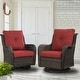 preview thumbnail 7 of 7, Pocassy 3-Piece Outdoor Swivel Bistro Set, Wicker Rocking Chairs