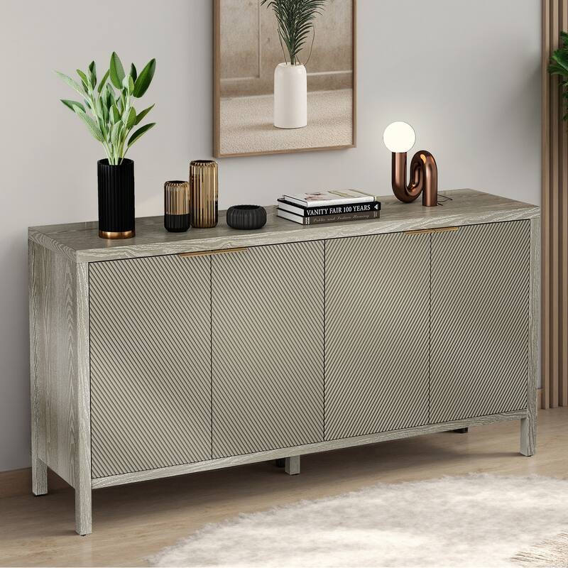 Modern 4-Door Sideboard with Adjustable Shelves, Scratch-Resistant Design, for Kitchen Entryway and Living Room