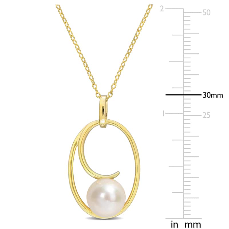 Miadora 9.5-10mm Cultured Freshwater Pearl Geometric Yellow Silver