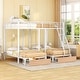 preview thumbnail 5 of 28, Full over Twin & Twin Bunk Bed, Metal Triple Bunk Bed with Drawers and Guardrails