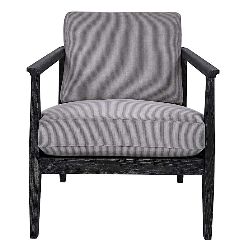 34" Black and Gray Curved Open Back Accent Chair