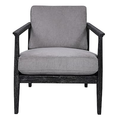 34" Black and Gray Curved Open Back Accent Chair
