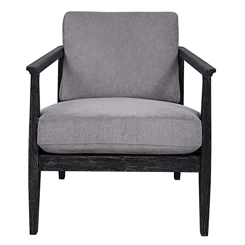 34" Black and Gray Curved Open Back Accent Chair