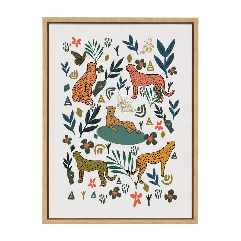 Kate and Laurel Sylvie Cheetah Coalition White Framed Canvas by Oris Eddu