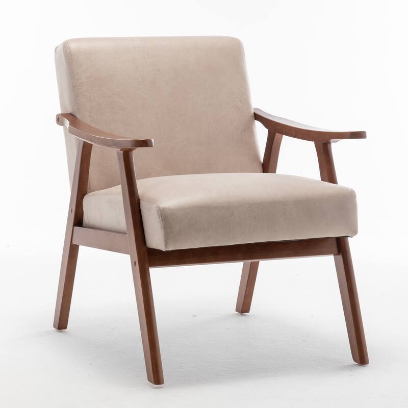 Mid-Century Modern Chair, Living Room Chair with Solid Wood Frame, Accent Chair Extra-Thick Backrest, Wingback Chair