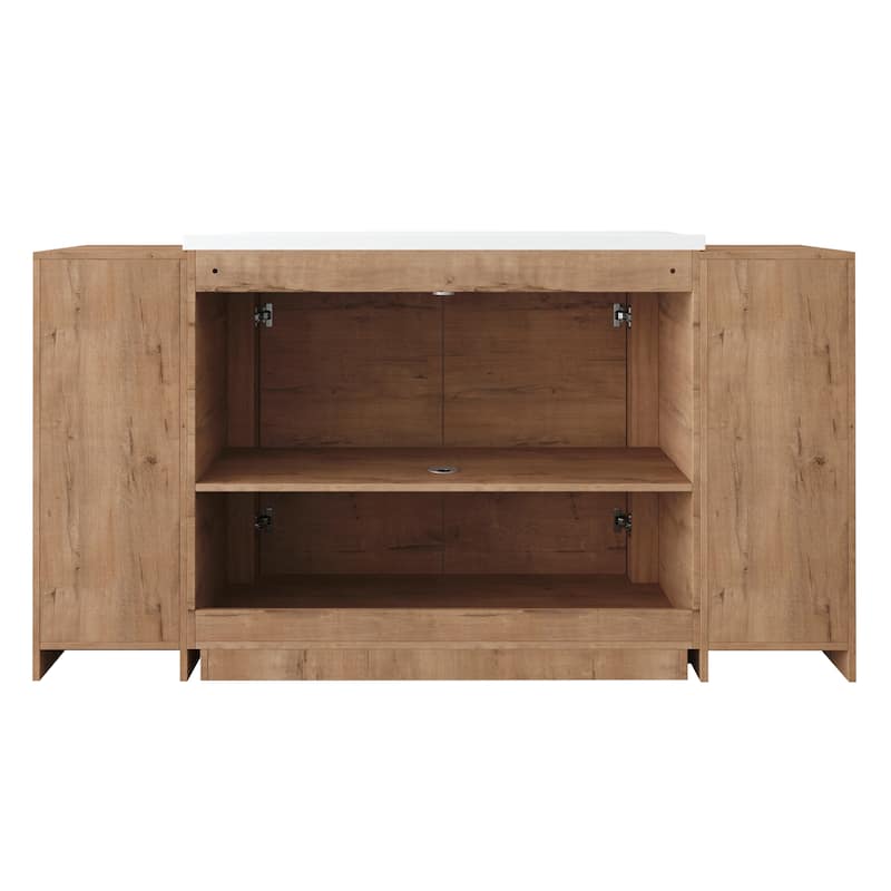 Bathroom Vanity With Sink In 36/40/48/52/60/64/84/92 Inch, Freestanding Bathroom Vanity With Doors and Adjustable Shelf