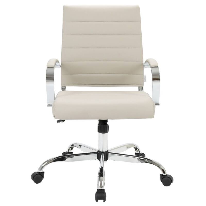 LeisureMod Benmar Mid-Back Swivel Leather Office Chair W/ Chrome Base