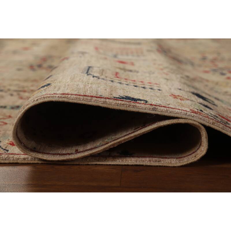 Hand Knotted Oriental 100% Wool Carpet Traditional All-Over Multi-Colored Ziegler Area Rug - 9' 8'' X 6' 3''