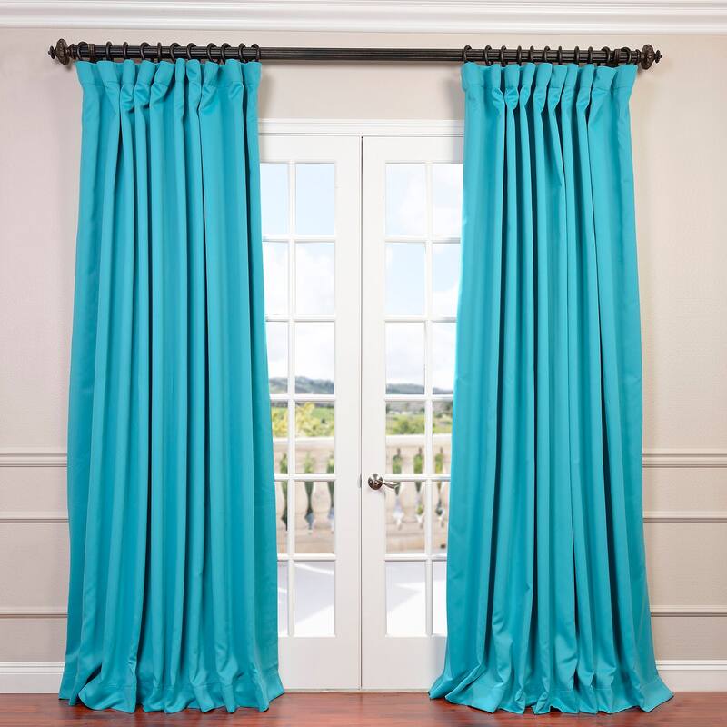 Exclusive Fabrics Extra Wide Room Darkening Curtain (1 Panel) - 100 X 120 - Turquoise Blue