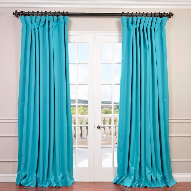 Exclusive Fabrics Extra Wide Room Darkening 108-inch Curtain (1 Panel) - 100 X 108 - Turquoise Blue