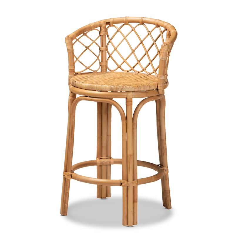 Orchard Modern Bohemian Natural Brown Rattan Counter Stool - Natural Brown