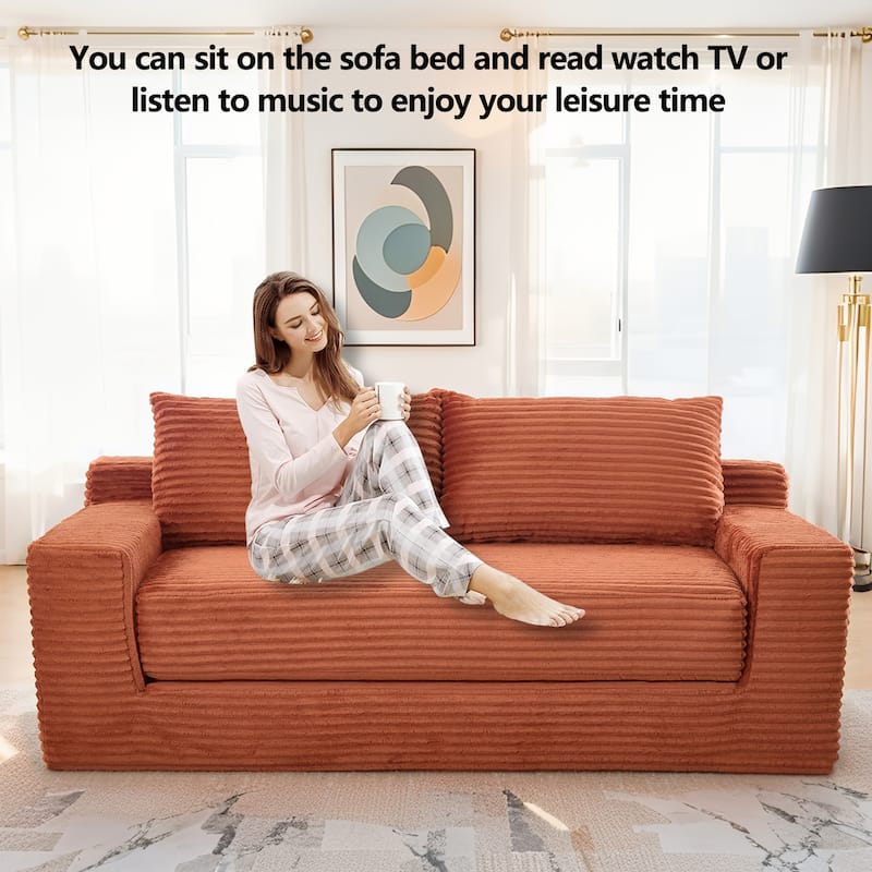 Convertible Loveseat Sofa Bed, Sleeper Sofa with Memory Foam, Foldable Couch Loveseat Recliner Sofa with 2 Pillows