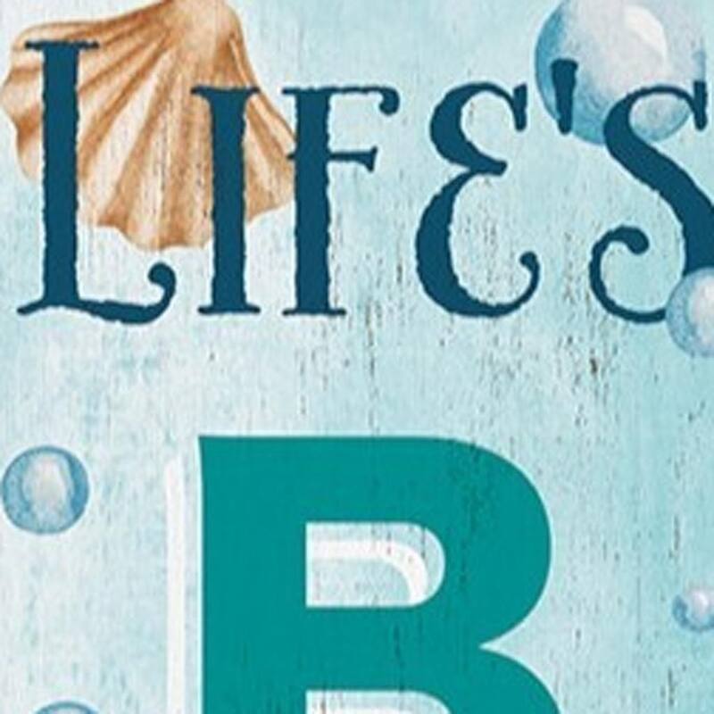 HomeRoots 36" Aqua Solid Wood Life's a Beach Porch Sign
