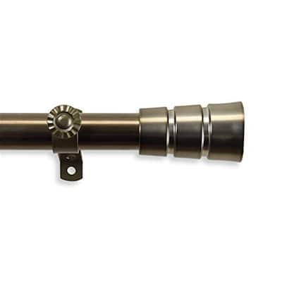 Antique Brass Curtain Rod - 28 to 48 Inch Adjustable Rod, Metal Window Curtain Rod with Finials