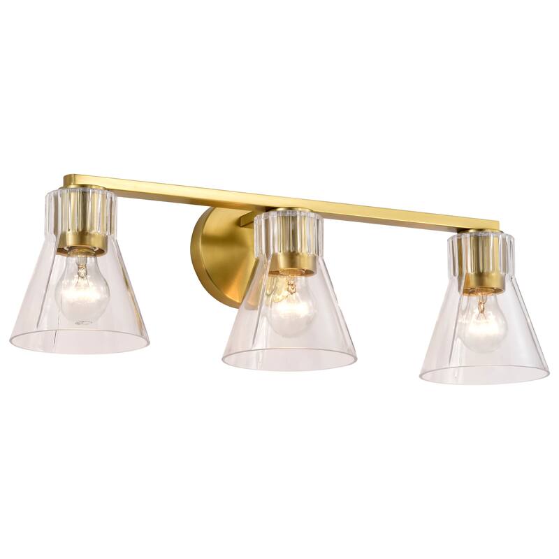 Gianna 3 Light Vanity Vintage Brass Finish Clear Glass - Vintage Brass