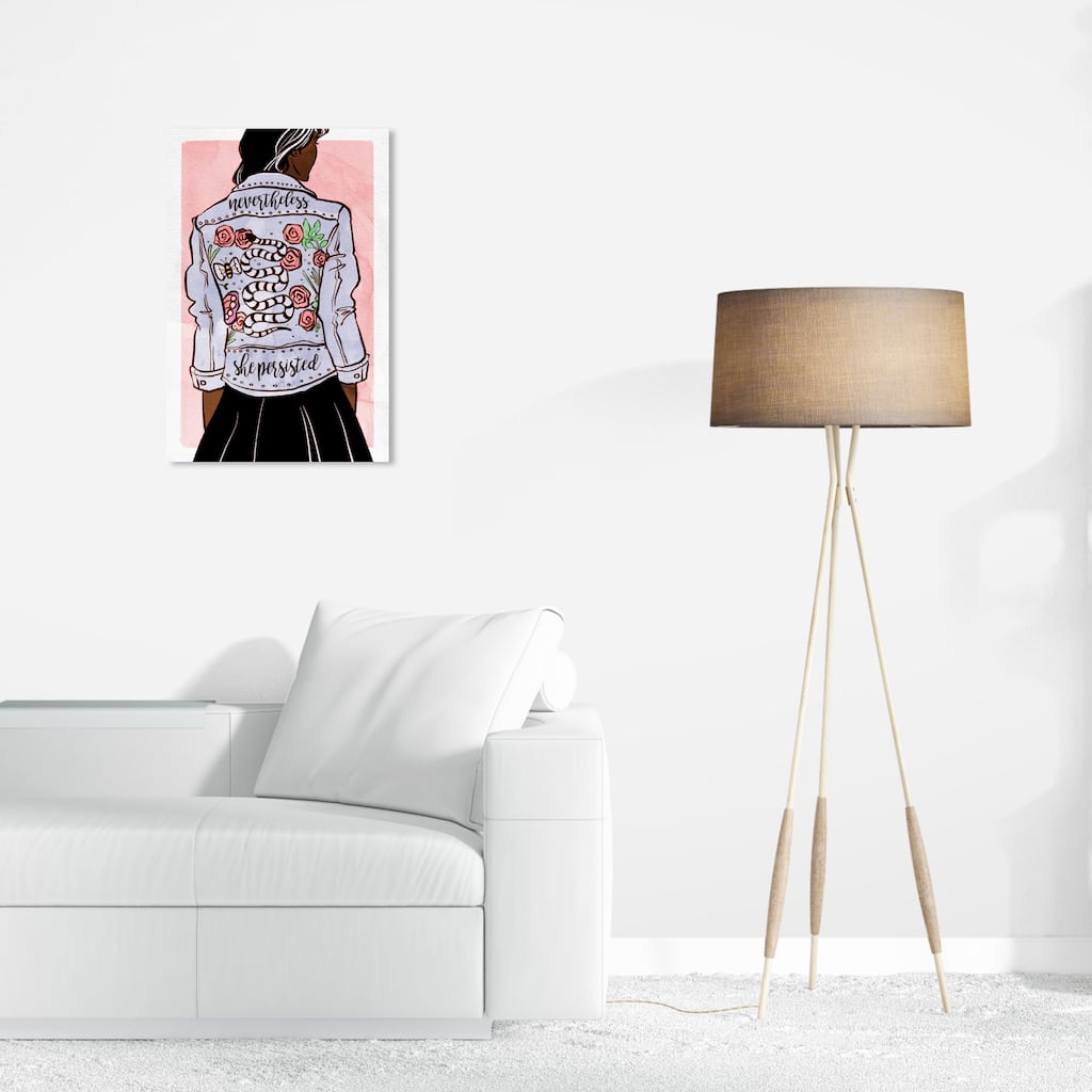Wynwood Studio Canvas Fashion and Glam Her Favorite Jacket Ebony Pink and Pastel Pink Glam Wall Art Canvas Print