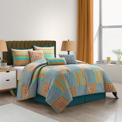 Nanshing Stefan 7-Piece Geometric Reversible Comforter Set