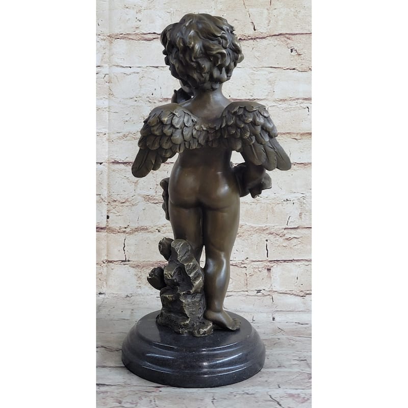 Handmade French Cherub Bronze With Wings Art Nouveau Lost Wax Figurine Figure