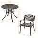 preview thumbnail 2 of 10, Nuu Garden Outdoor 3-Piece Bistro Set with Umbrella Hole, Black with Gold-Painted Edge