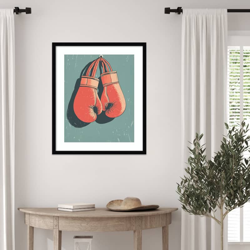 Boxing Gloves by Andreas Magnusson Wood Framed Wall Art Print