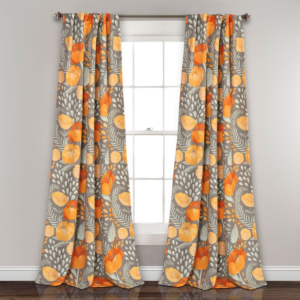 Porch & Den Egger Poppy Patterb Room Darkening Curtain Panel Pair