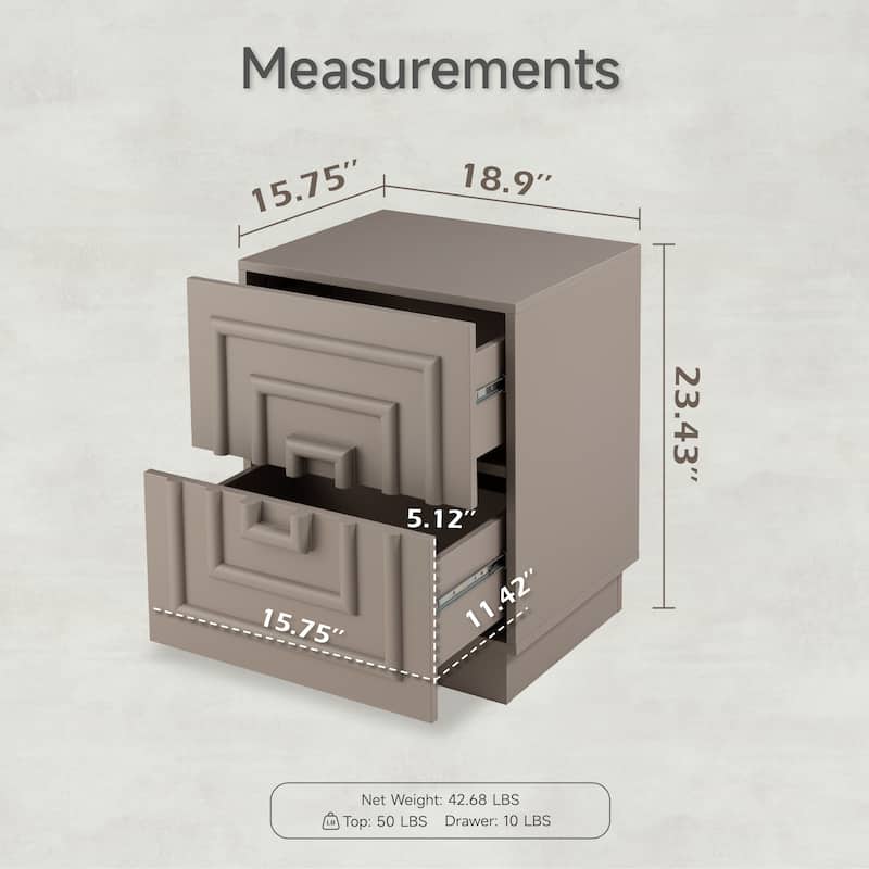 COZAYH Sculptural Mid-Century Modern Dresser & Nightstand with Geometric Square Pattern, Contemporary Chest and Bedside Table