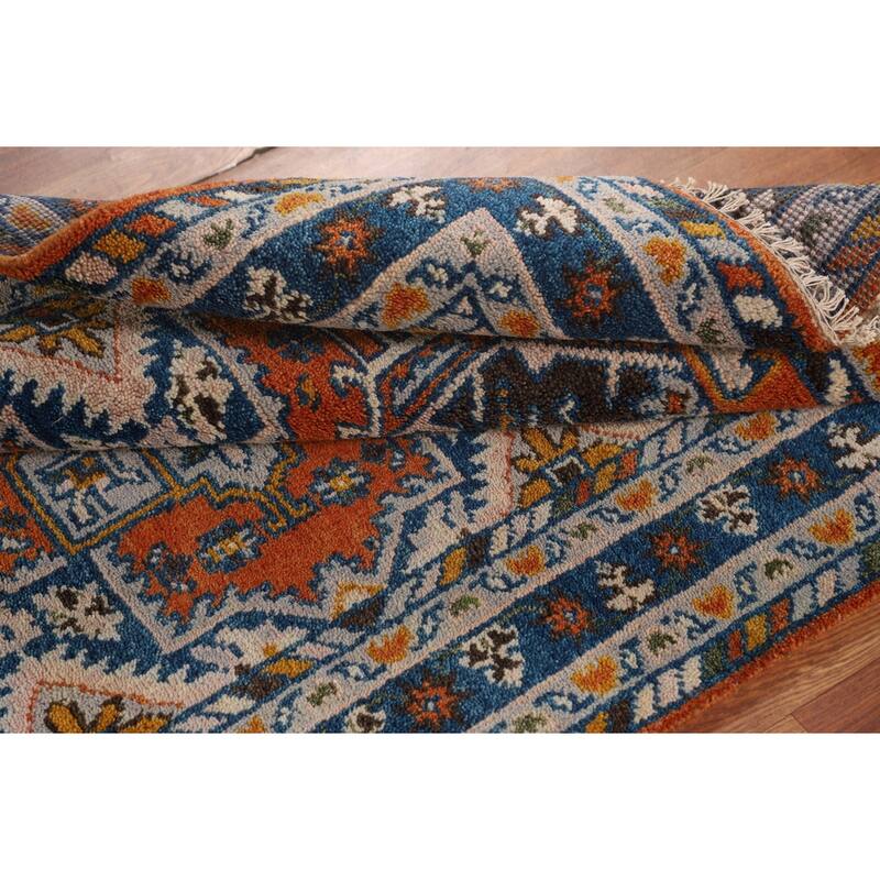 Geometric Heriz Serapi Oriental Foyer Rug Hand-Knotted Wool Carpet - 3'11"x 5'10"