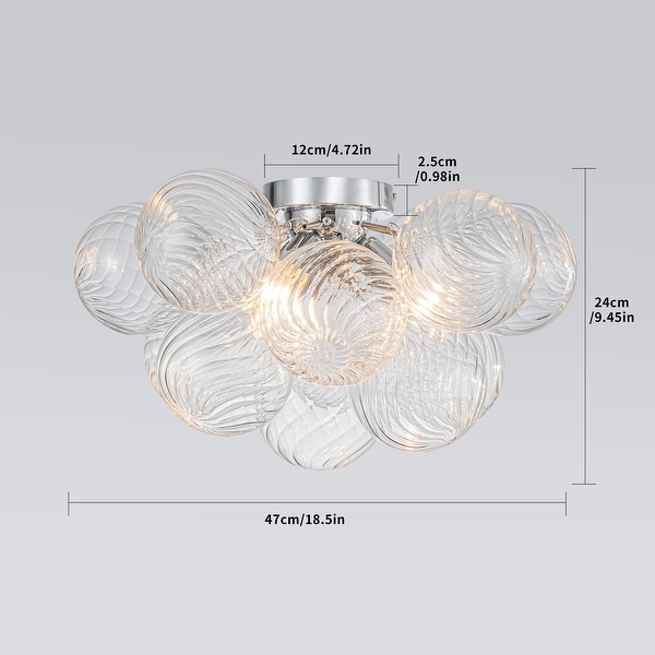 Starsky 3-Light 17in. Contemporary Glass Bubble Semi Flush Mount