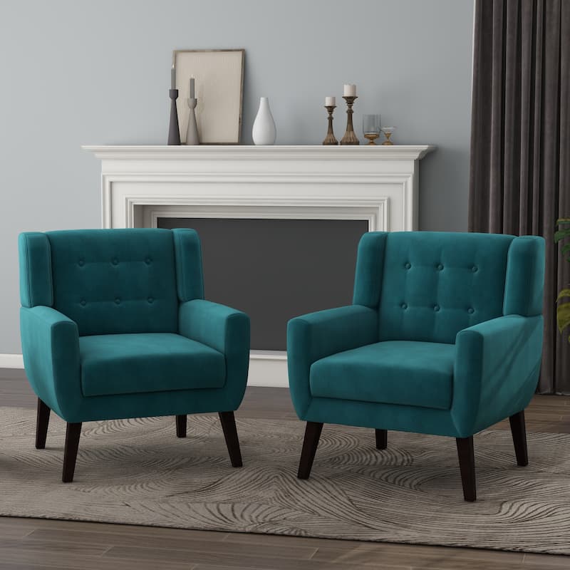 Velvet Upholstered Armchair Tufted Accent Chairs Set of 2