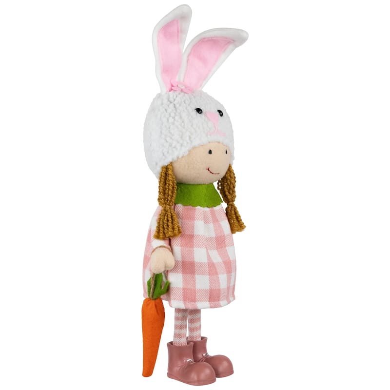 Girl in Bunny Hat Standing Easter Figurine - 13" - Pink and White
