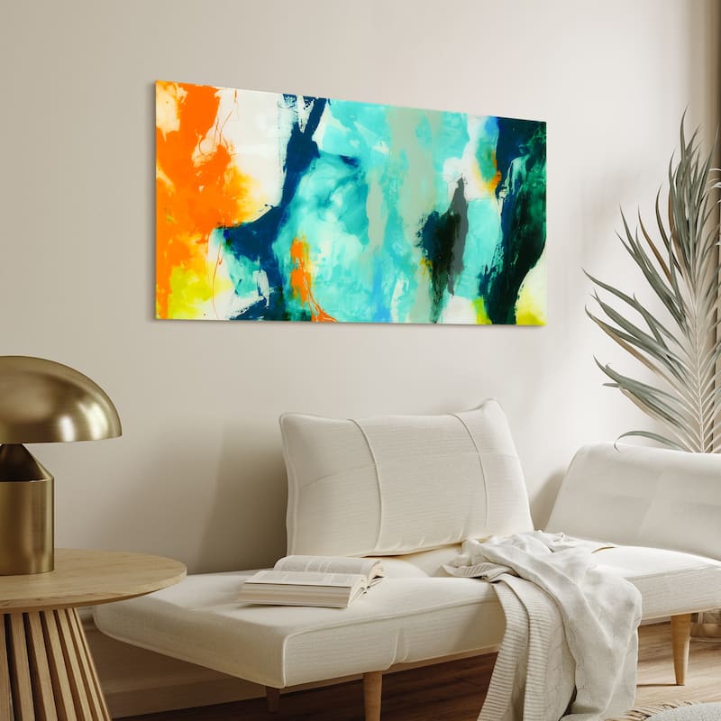 "Tidal Abstract 2" Frameless Free Floating Tempered Glass Panel Graphic Wall Art