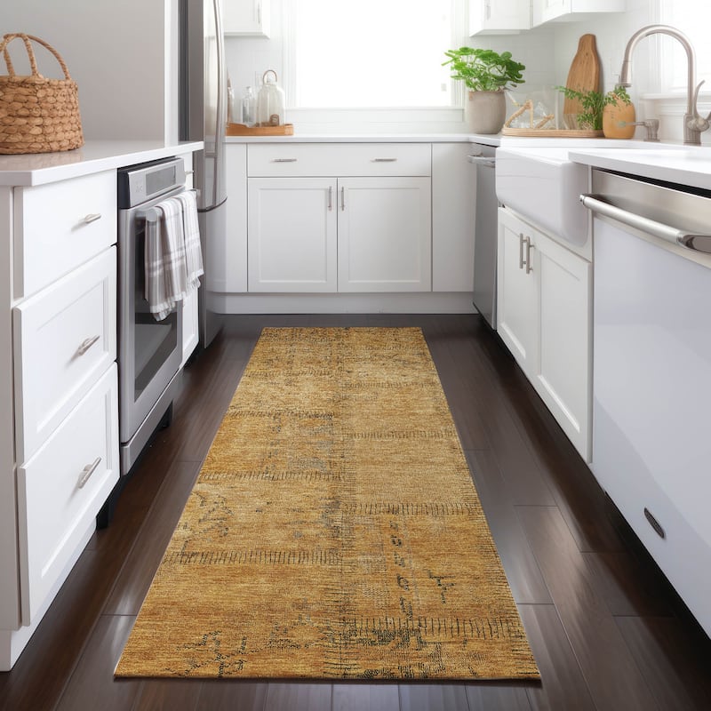 Machine Washable Indoor/ Outdoor Chantille Boho Traditional Rug - Copper - 2'3" x 7'6"