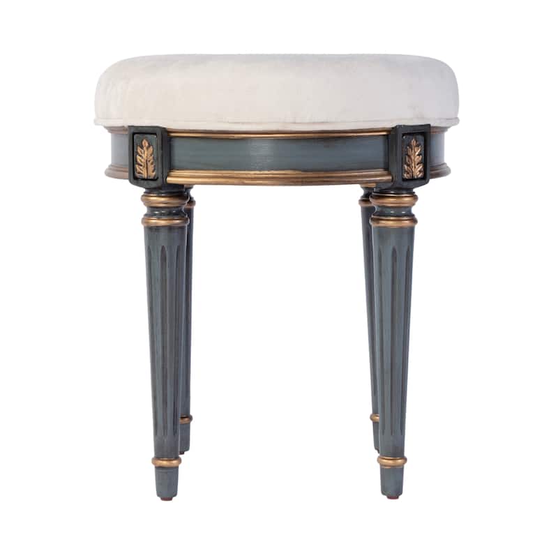 Bernadette 18.5 in. Seat Height Round Upholstered and Wood Traditional Vanity Stool