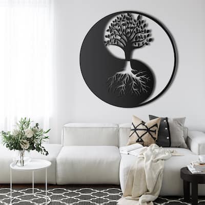 Yin Yang Metal Wall Decor for Home and Outside - Wall-Mounted Geometric Wall Art Decor