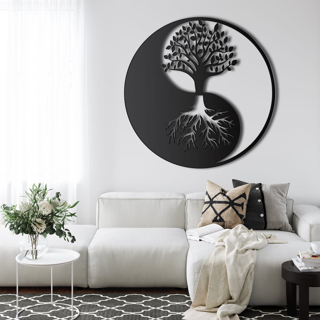 Yin Yang Metal Wall Decor for Home and Outside - Wall-Mounted Geometric Wall Art Decor