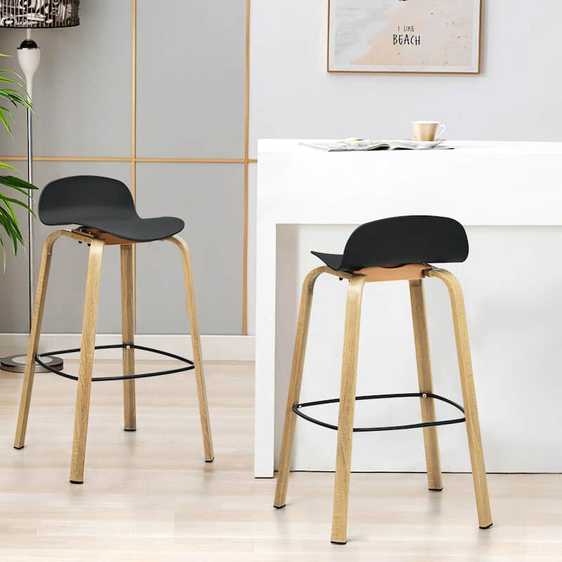 Gymax Modern Set of 4 Barstools 30inch Pub Chairs w/Low Back & Metal - See Details