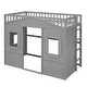preview thumbnail 105 of 112, Solid Wood House Loft Bed with Window Design and Ladder, Twin/Full Size Playhouse Bed Loft Bed Frame with Guardrail for Kids