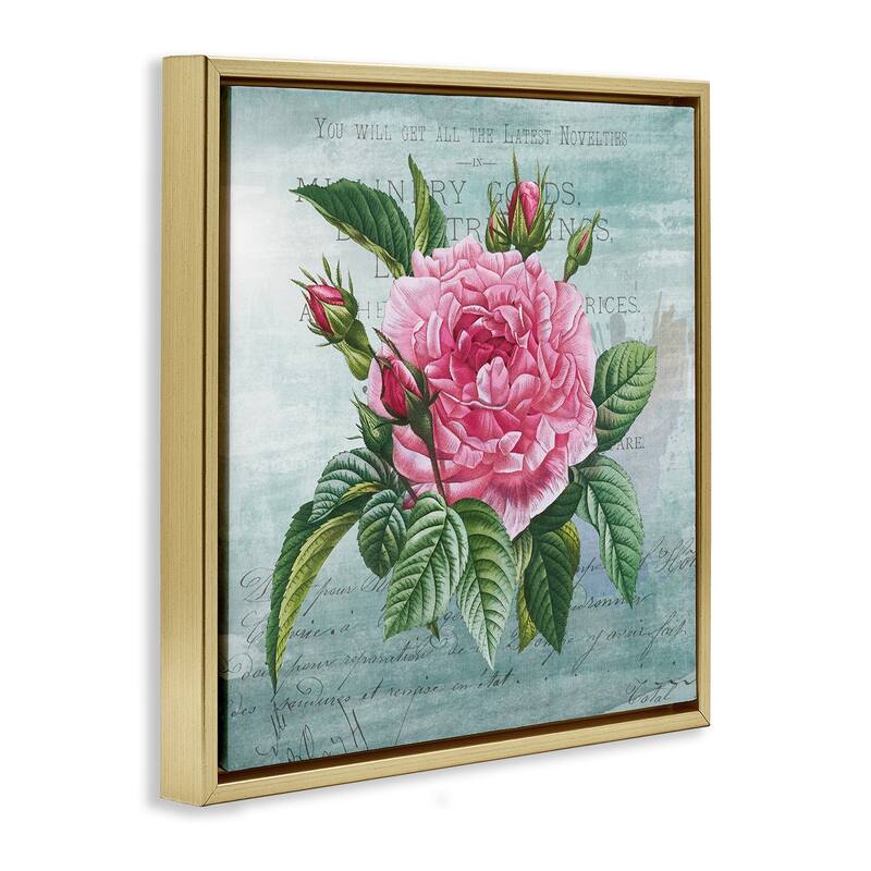 Stupell Pink Dahlia over Rustic Framed Floater Canvas Wall Art Design By Susan Arnot
