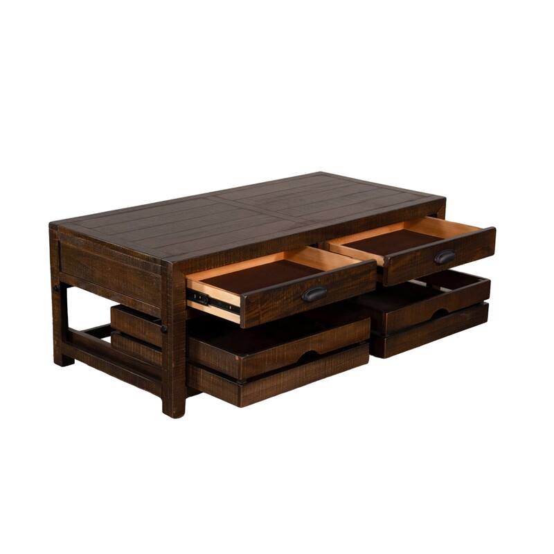 Flint Coffee Table, 2 Drawers, Crates, Dark Brown Mahogany, 50 Inch