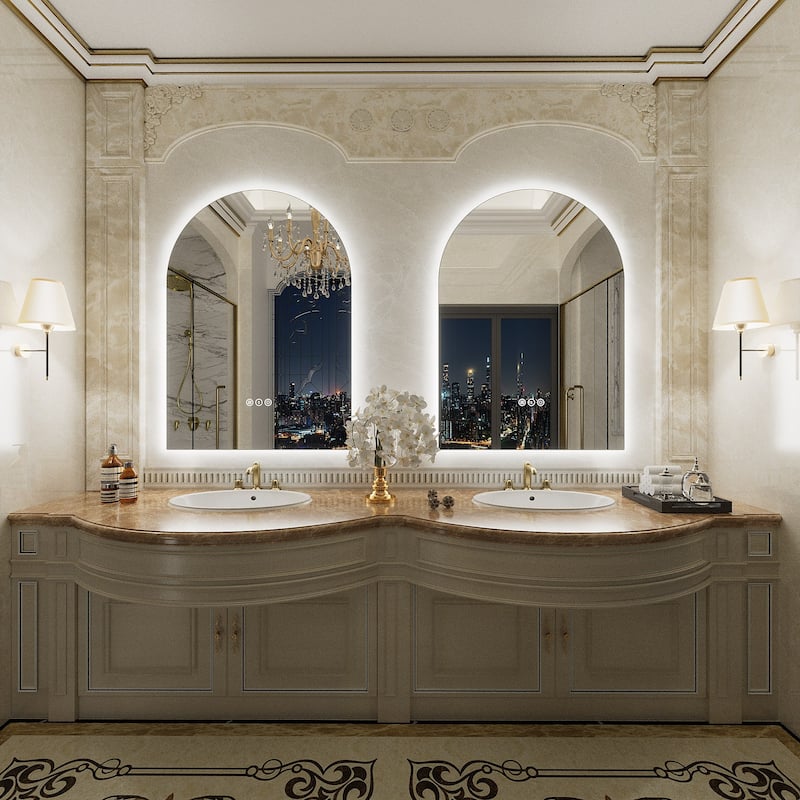 UL Certified Arched LED Anti-fog Tempered Glass Wall Bathroom Vanity Mirror