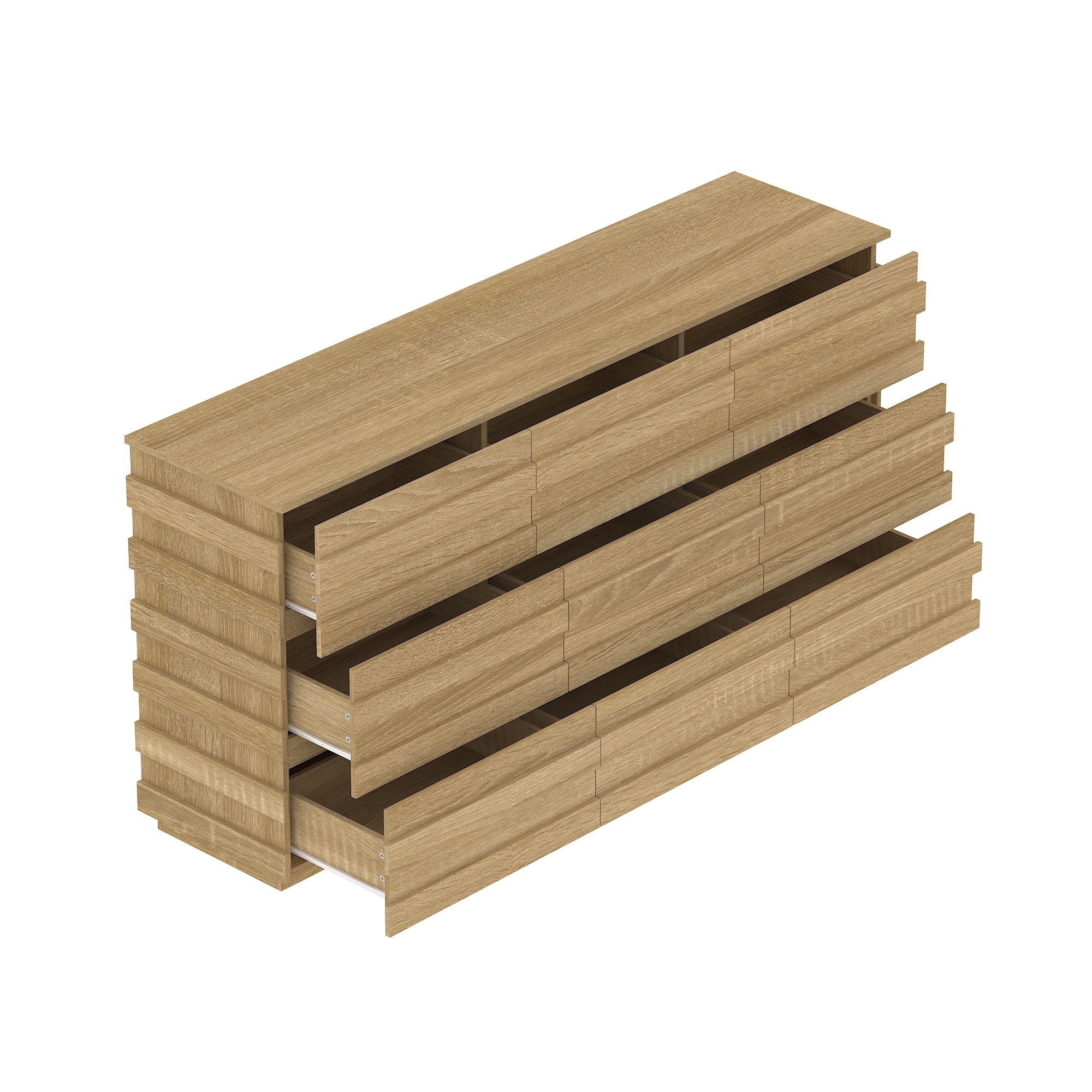9-Drawer Light Wood Dresser - Modern Storage Cabinet
