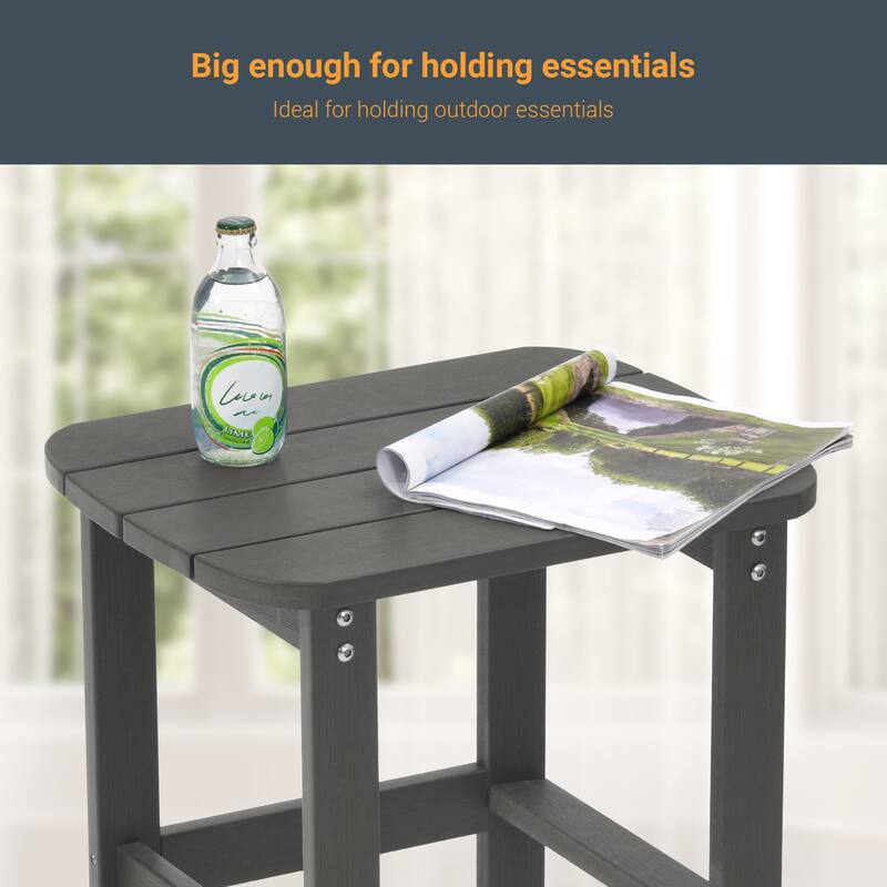 LIVOOSUN Patio Adirondack Plastic Wood Outdoor Side Table for Deck